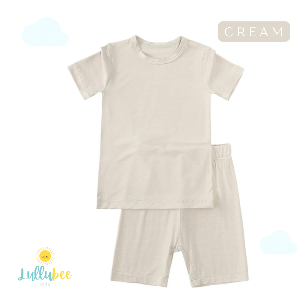 Kids 4-Piece Shorts Set - Bamboo Viscose, Short Sleeve Shirt & Elastic Waist Shorts, 9M-7T
