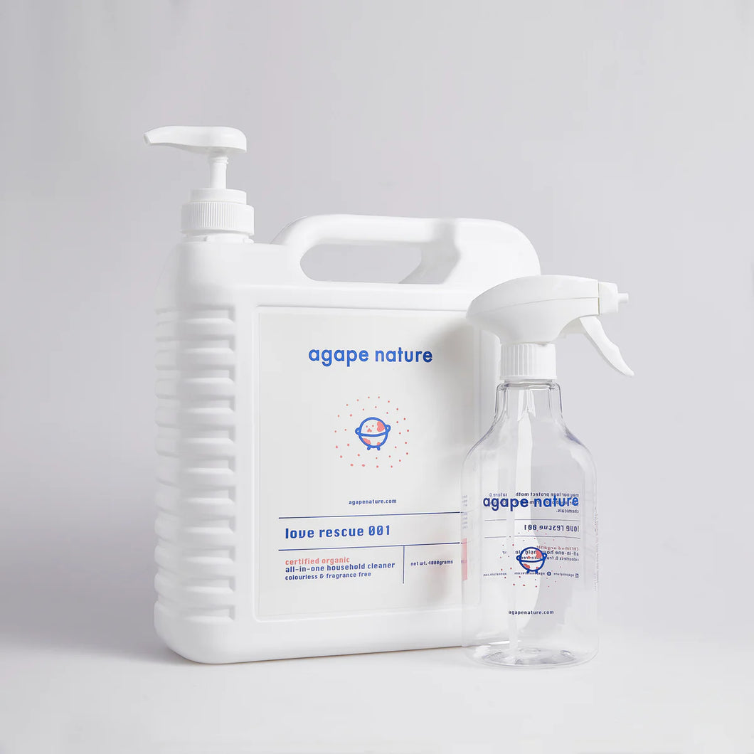 Love Rescue 001 certified organic multi-purpose cleaner (4kg) + FREE empty spray bottle